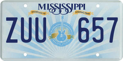 MS license plate ZUU657