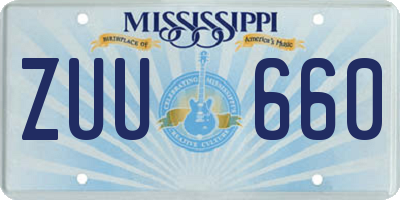 MS license plate ZUU660