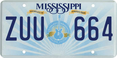 MS license plate ZUU664