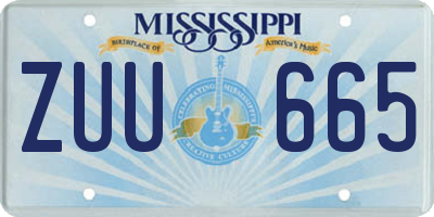 MS license plate ZUU665