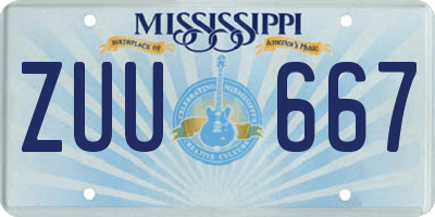 MS license plate ZUU667
