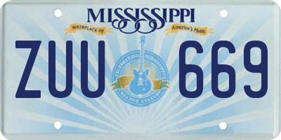 MS license plate ZUU669