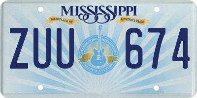 MS license plate ZUU674