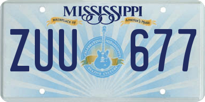 MS license plate ZUU677