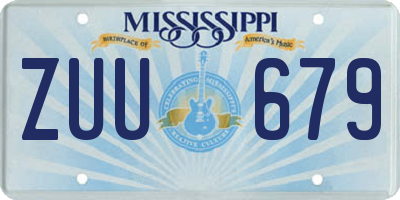 MS license plate ZUU679