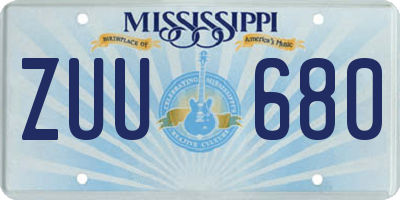 MS license plate ZUU680