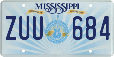 MS license plate ZUU684