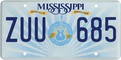 MS license plate ZUU685