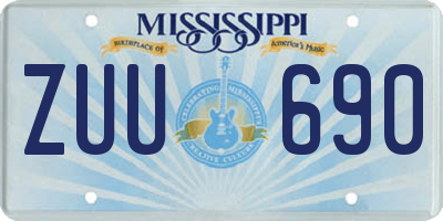 MS license plate ZUU690