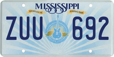 MS license plate ZUU692