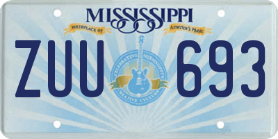 MS license plate ZUU693