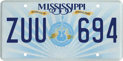 MS license plate ZUU694