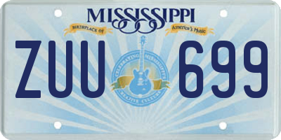 MS license plate ZUU699