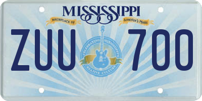 MS license plate ZUU700