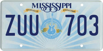 MS license plate ZUU703