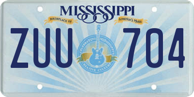 MS license plate ZUU704