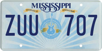 MS license plate ZUU707