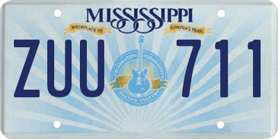 MS license plate ZUU711