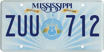 MS license plate ZUU712