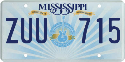 MS license plate ZUU715