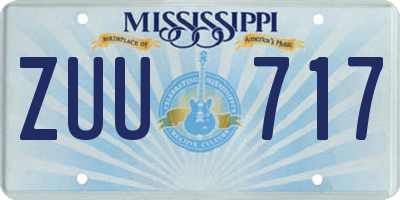 MS license plate ZUU717