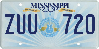 MS license plate ZUU720