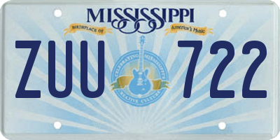 MS license plate ZUU722