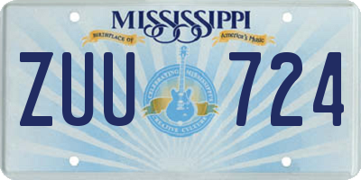 MS license plate ZUU724