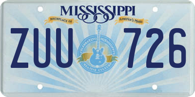 MS license plate ZUU726