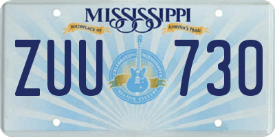 MS license plate ZUU730