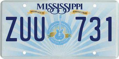 MS license plate ZUU731