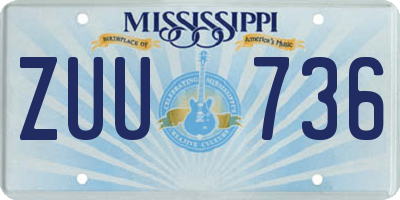 MS license plate ZUU736