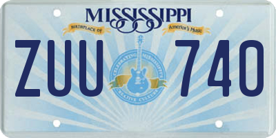MS license plate ZUU740