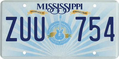 MS license plate ZUU754