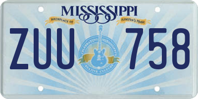 MS license plate ZUU758