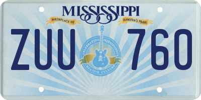 MS license plate ZUU760