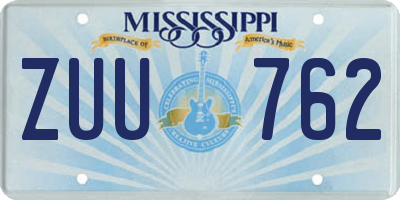 MS license plate ZUU762