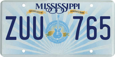 MS license plate ZUU765