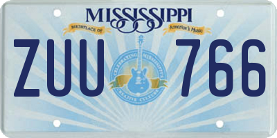 MS license plate ZUU766