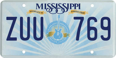 MS license plate ZUU769