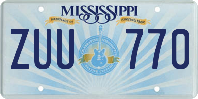 MS license plate ZUU770