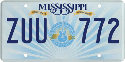 MS license plate ZUU772