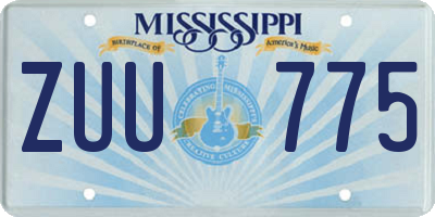 MS license plate ZUU775