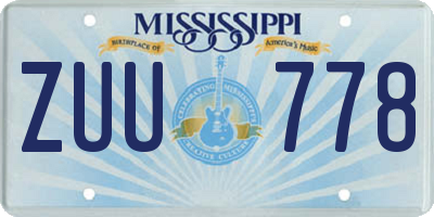MS license plate ZUU778