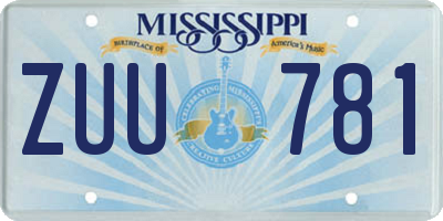 MS license plate ZUU781