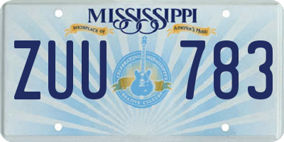 MS license plate ZUU783