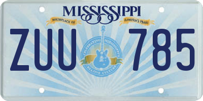 MS license plate ZUU785