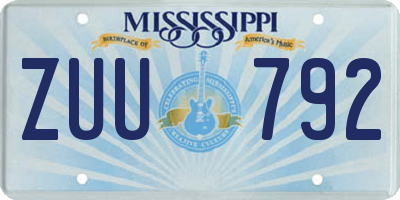 MS license plate ZUU792