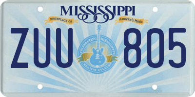 MS license plate ZUU805