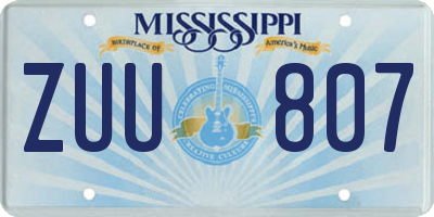 MS license plate ZUU807